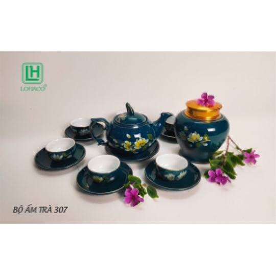 BỘ TRÀ MEN SỨ XANH LH